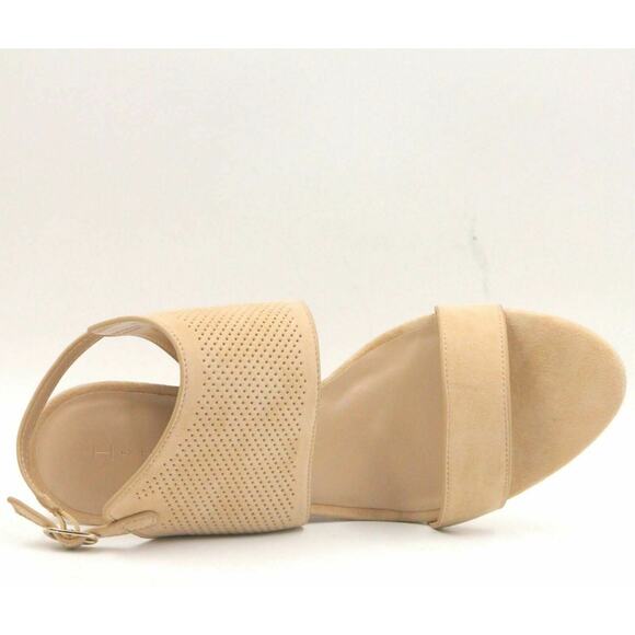 H by Halston Women Slingback Wedge Sandals Mckenzie Size US 8W Sand Suede - Picture 5 of 8